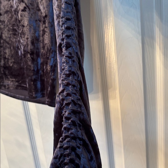 Velvet Long Sleeve Top in Deep Purple - Picture 2 of 5